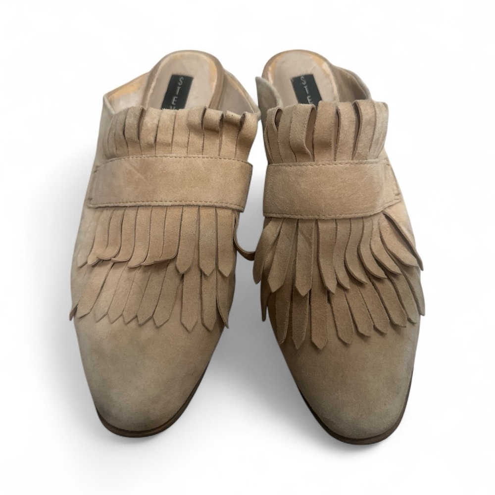 Steve Madden Beige Fringed Suede Mules